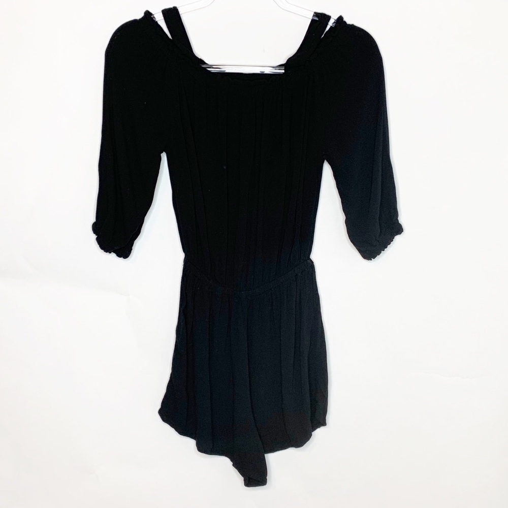 SUBDUED Black Flowy Shorts Romper Cut Out Shoulder